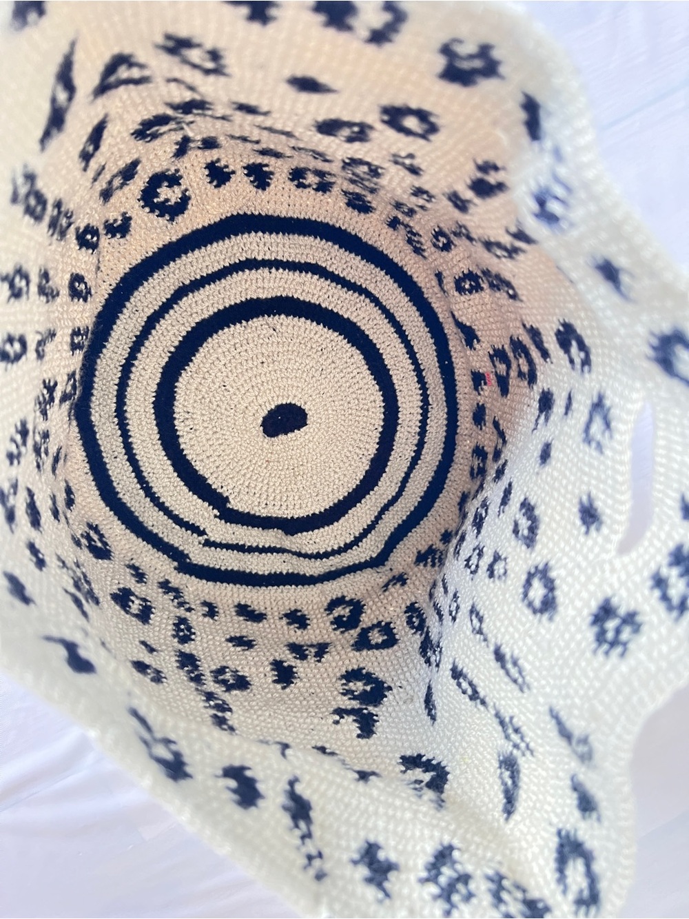 Leopard crocheted Basket bag Handmade cotton open top - Picture 3 of 6